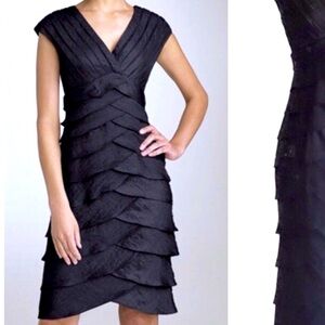Adrianna Papell layered formal dress shimmery charcoal Size 4